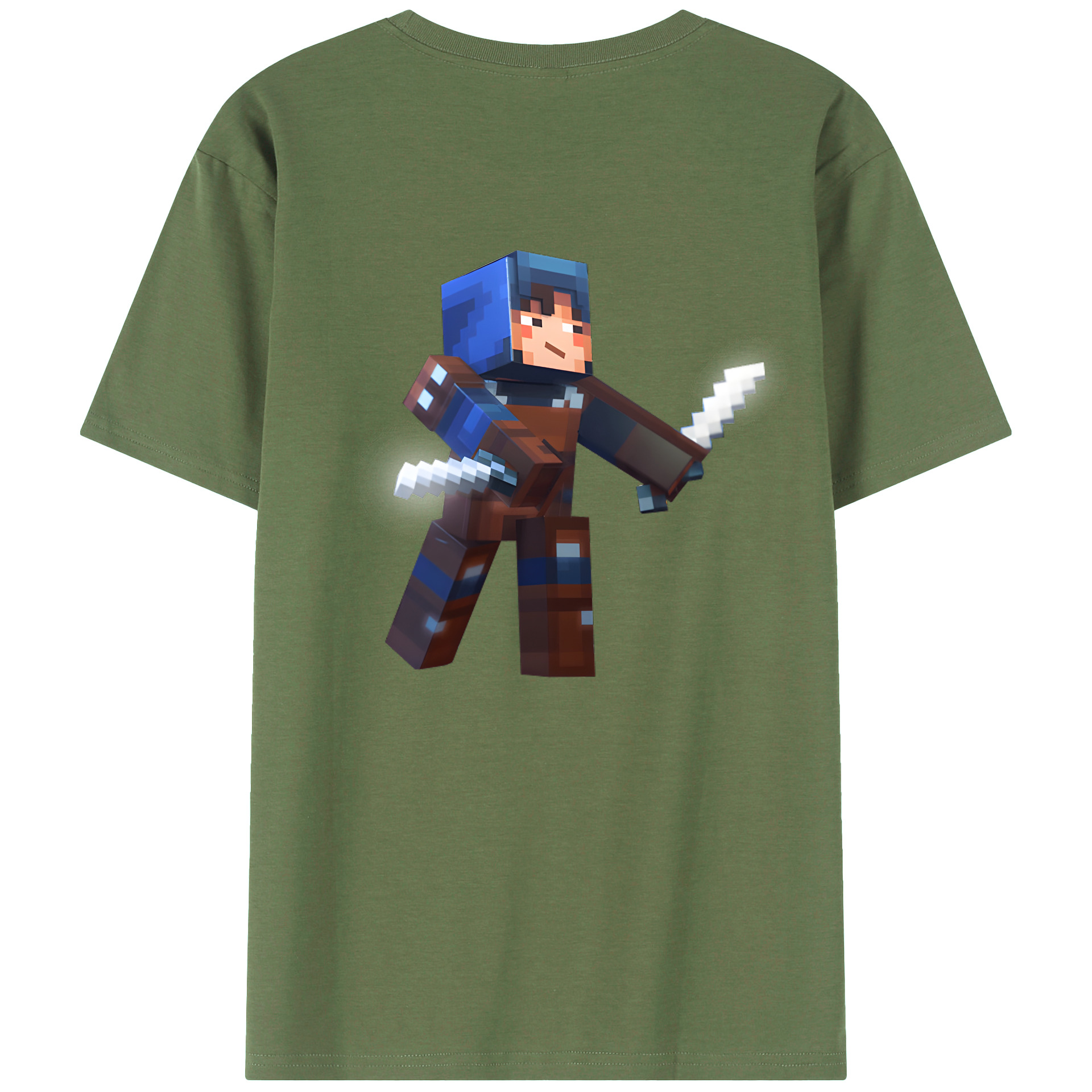 （画像用） マインクラフト ブロックの世界 Minecraft MC Block world 綿100％ メンズ半袖Tシャツ（バックプリント） 通気性